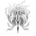 A lightning bolt transforming into an anime character tattoo design idea