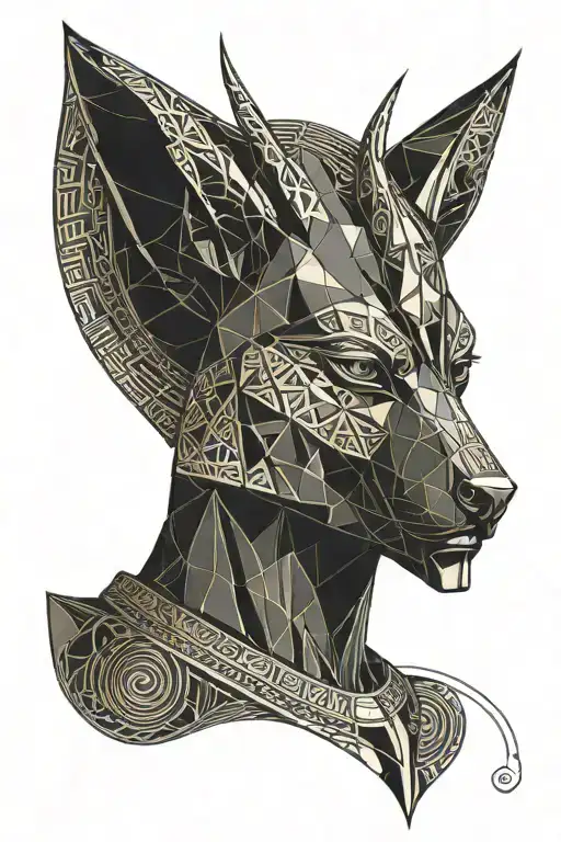 mystical Egyptian god Anubis tattoo design idea
