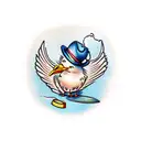 Seagull sailor smoking pipe and a hat tattoo design idea