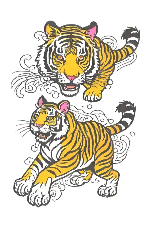 Chinese tigers Lisa frank tattoo design idea