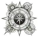 Nautical compass with a clock embedded in it tattoo design idea