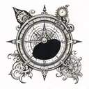 Nautical compass with a clock embedded in it tattoo design idea