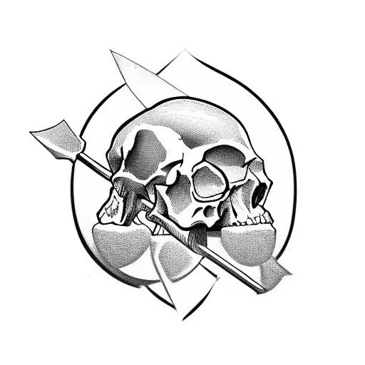 Skulls with arrows going in and out of head tattoo design idea