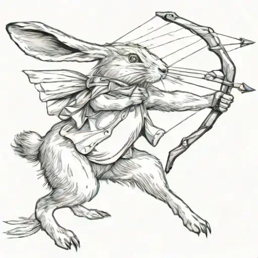 hare with bow and arrow tattoo design idea