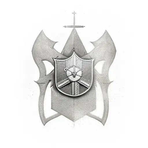 A powerful and bold tattoo depicting a battlefield scene with Templar knights and the image of Saint Benedict's medal prominently displayed tattoo design idea