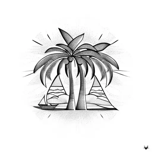 Palm Tree voyage tattoo design idea