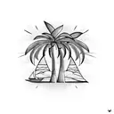 Palm Tree voyage tattoo design idea