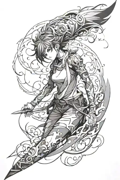 low key anime sleeve tattoo tattoo design idea