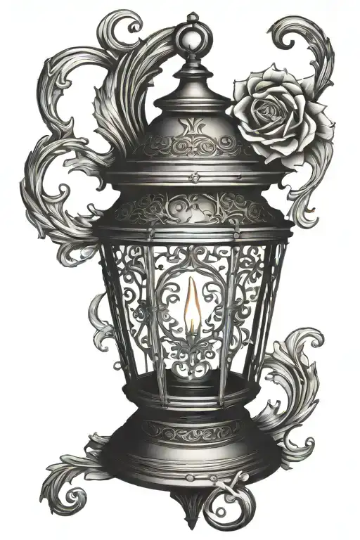 gothic candle lantern no flame tattoo design idea