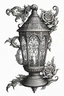 gothic candle lantern no flame tattoo design idea