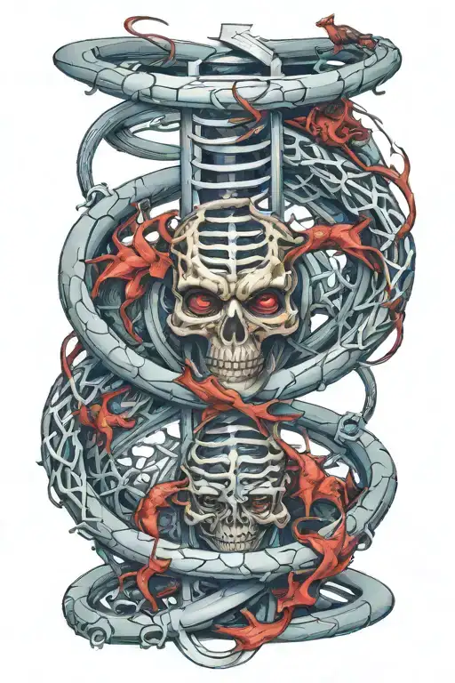 Devil DNA double helix intertwined tattoo design idea