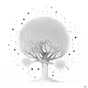 Chestnut tree and little boy in front tattoo design idea