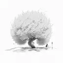 Chestnut tree and little boy in front tattoo design idea