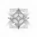 A geometric design of intersecting lines forming a cross, with the phrase 'everything happens for a reason' written within the shapes tattoo design idea