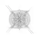 A geometric design of intersecting lines forming a cross, with the phrase 'everything happens for a reason' written within the shapes tattoo design idea