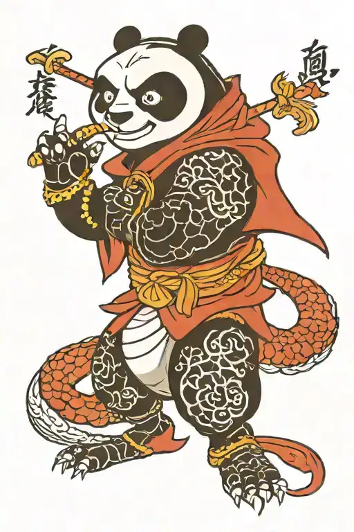 Kung fu panda dragon warrior tattoo design idea