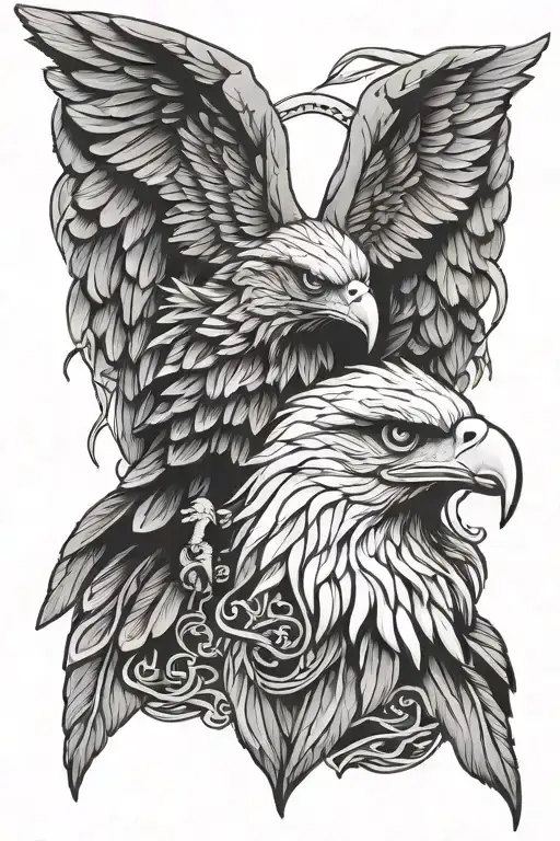 Eagle and zeus face tattoo design idea