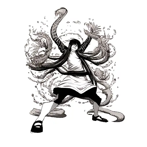 kraken, long arms, chutulu, black & white tattoo design idea