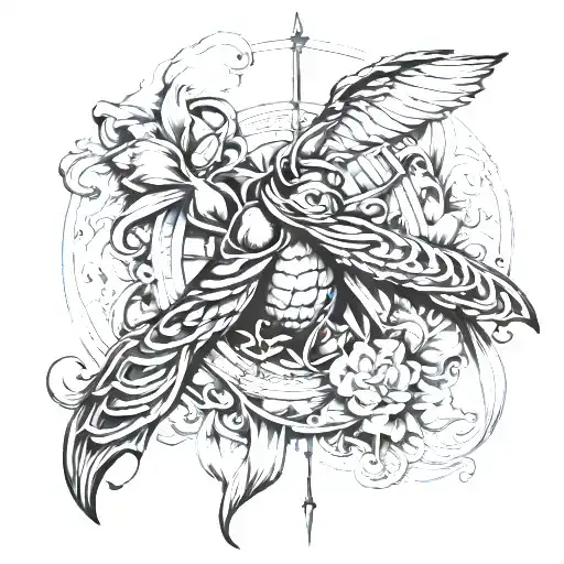 Leonardo da vinci type art tattoo design idea