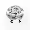 kanji with cherry tree tattoo design idea