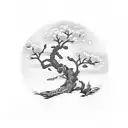 kanji with cherry tree tattoo design idea