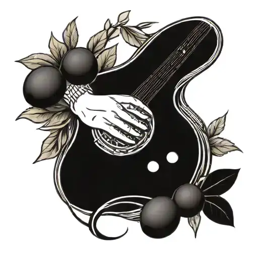 olives wreathes wrapping and bass guitar tattoo design idea
