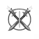 A sword with its point pointing downwards, a luxurious hilt, a vine winding around the blade tattoo design idea