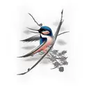 Swallow Bird with japenese tattoo design idea