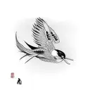 Swallow Bird with japenese tattoo design idea