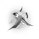 Swallow Bird with japenese tattoo design idea