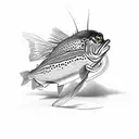 Grayling trout biting a fly tattoo design idea