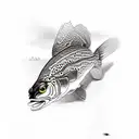 Grayling trout biting a fly tattoo design idea