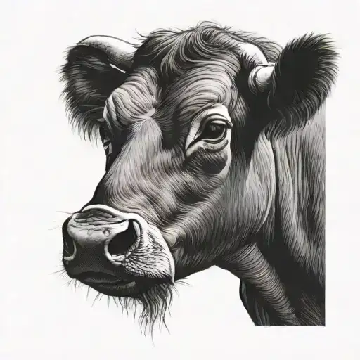 realistic carabao head looking forward tattoo design idea