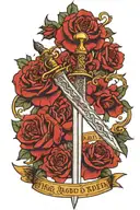 King Theoden's sword with script saying "A red day, a sword day, ere the sun rises" tattoo design idea