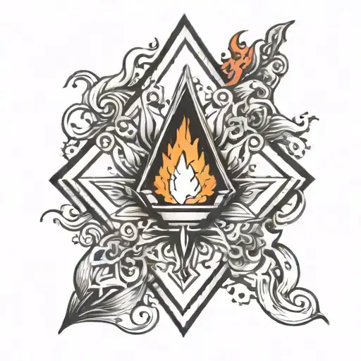 prism with eternal flame center surrounded tattoo design idea