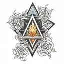 prism with eternal flame center surrounded tattoo design idea