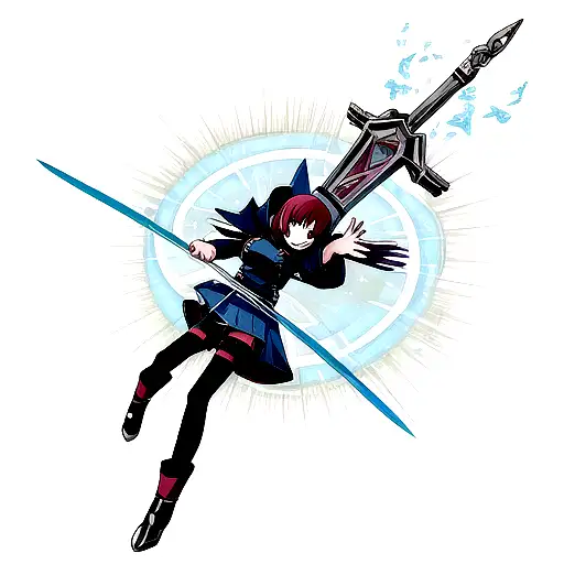 rimuru tempest with falling guillotine from destiny tattoo design idea