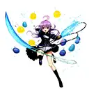 rimuru tempest from reincarnated as a slime swinging the falling guillotine sword from destiny tattoo design idea