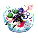 rimuru tempest from reincarnated as a slime swinging the falling guillotine sword from destiny tattoo design idea