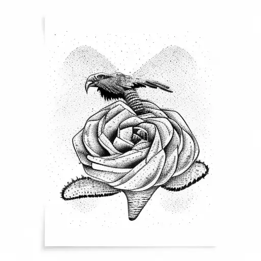 desert background with eagle, cactus and a snake tattoo design idea