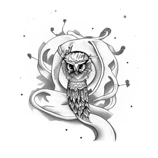 desert with eagle, cactus and a snake tattoo design idea