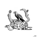 desert background with eagle on a cactus holding a snake tattoo design idea