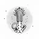 desert background with eagle on a cactus holding a snake tattoo design idea