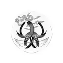 desert background with eagle on a cactus holding a snake tattoo design idea