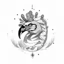 desert background with eagle, cactus and a snake tattoo design idea