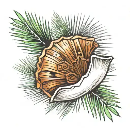 palmetto tree shell tattoo design idea