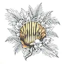 palmetto tree shell tattoo design idea
