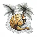 palmetto tree shell tattoo design idea