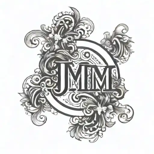 stomach tattoo, letters J L M tattoo design idea
