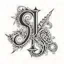 stomach tattoo, letters J L M tattoo design idea